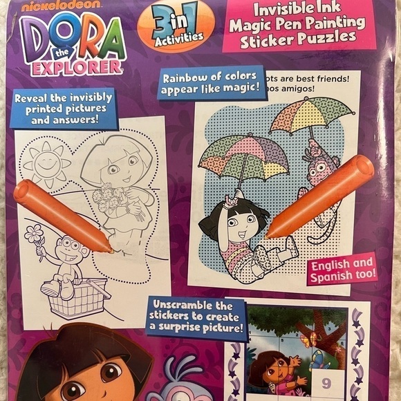 Nickelodeon Dora the Explorer Invisible Ink Magic Pen Painting Activity Books - Picture 4 of 9